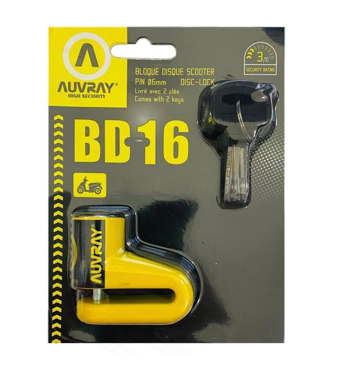 AUVRAY BD-16 DİSK KİLİDİ (6MM) SCOOTER SARI