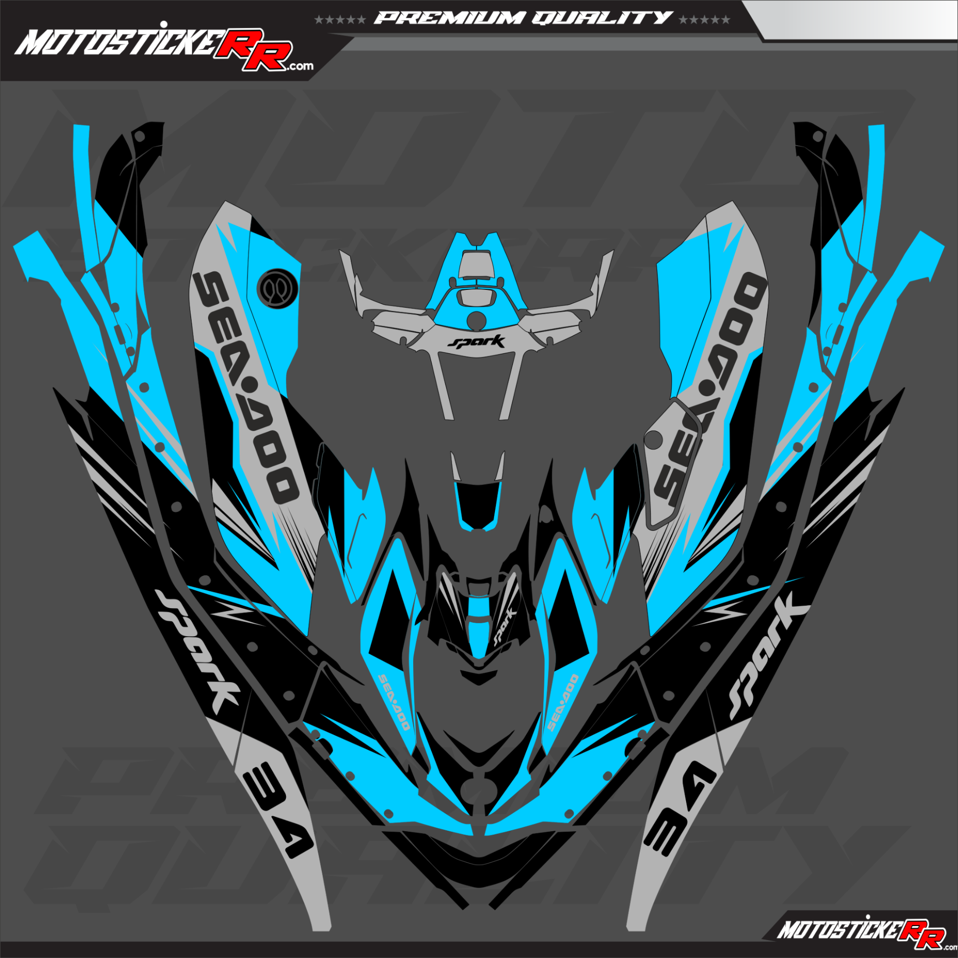 SEADOO SPARK TRİXX 3UP STİCKER SET resmi